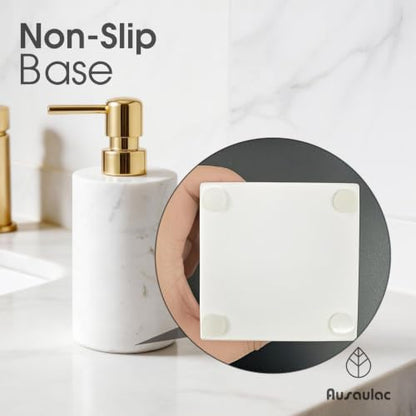 Marble Soap Dispenser, Hand Soap Dispenser for Bathroom Kitchen Countertop - Lotion and Liquid Soap Dispenser (1, White) - color: White