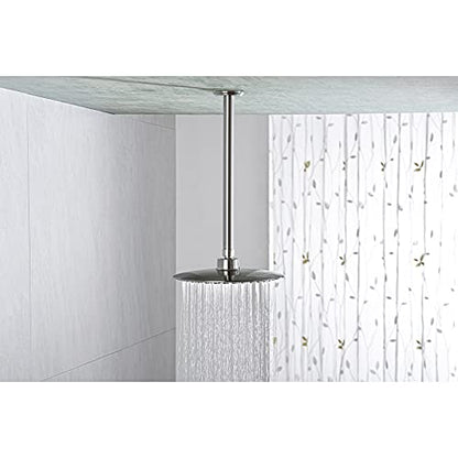 12 Inch Brushed Nickel Ceiling Mount Shower Arm for Rain Shower Head | Shower arm and flange - color: Brushed Nickel, size: 12 Inches
