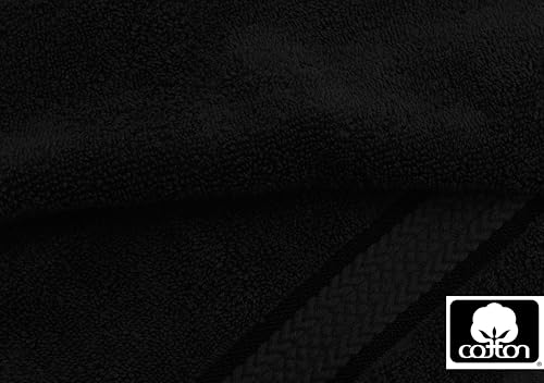 COTTON CRAFT Ultra Soft 6 Piece Towel Set - 100% Cotton Towels - Black | Absorbent 580 GSM Quick Dry Everyday Premium Luxurious Bathroom Towels - 2 Large Bath Towels, 2 Hand Towels, 2 Washcloths - color: Black, size: 6 Piece Towel Set