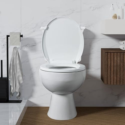 Angol Shiold 2-Pack Round Toilet Seat Soft Close & Quick Release, White Plastic Toilet Seats Cover Rust-Proof(16.5",Modern) - color: 2-Pack