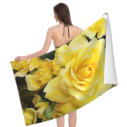 Yellow Rose Bath Towel Super Absorbent Beach Towels Microfiber Bathroom Towel 32 x 52 Inch - color: Yellow Rose