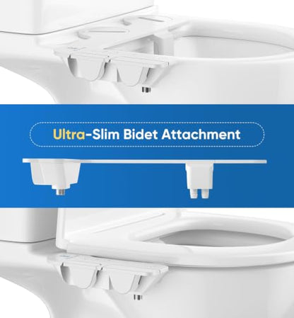 Ultra-Slim 3-in1 Bidet, Self-Cleaning, Posterior&Feminine Wash-(Retractable Dual Nozzles), Non-Electric Bidet Attachment for Toilet Seat, Adjustable Fresh Cold Water Pressure, Stainless Steel Inlet - color: 1PCS-White + Cold Water