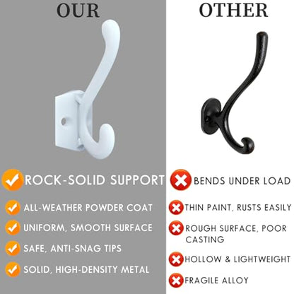CBWLWJ 16 Pack Heavy Duty Metal Wall Hooks for Hanging, Wall Mounted Coat Hooks for Living Room, Bathroom, Kitchen – Hang Coat, Bag, Scarf, Towel, Hat, Key, Cup (White) - color: White