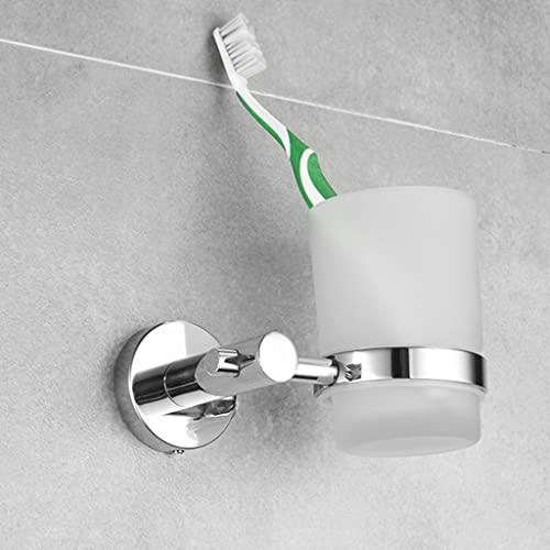 304 Stainless Steel Toothbrush Holder Gargle Cup Wall Mounted, Double/Single Set Wall Mount for Bathroom