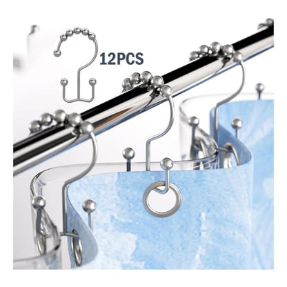 Shower Curtain Hooks Rings, Rust Resistant Metal Double Glide Shower Hooks Rings for Bathroom Shower Rods Curtains, Set of 12 Hooks - Chrome - color: Chrome