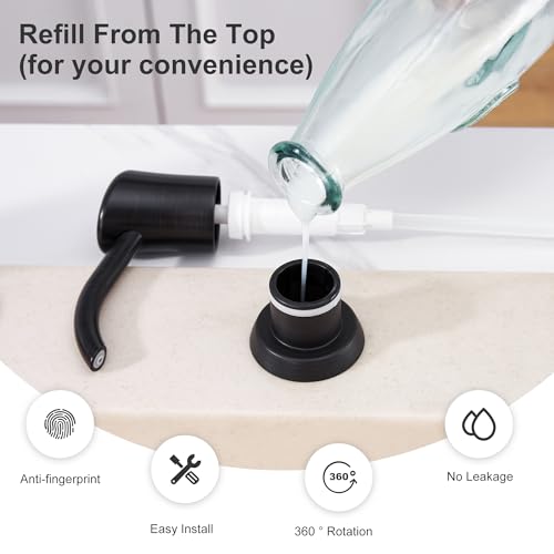 GAGALIFE Soap Dispenser for Kitchen Sink, ABS in Counter Soap Dispenser(Oil Rubbed Bronze), with 17 Ounce Large Pet Soap Bottle, Refill from The Top, Venetian Bronze - color: Oil-rubbed Bronze