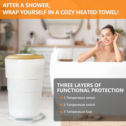 Uoxfill Upgrade Foldable Towel Warmer for Bathroom - 23L Luxury Heated Towel Warmers Bucket with Time Setting,Auto Shut Off,Fits Up to Two 40"X70" Oversized Towels,Bathrobes,Blankets White - size: 23 L