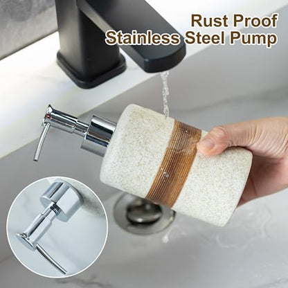2 Pack Ceramic Soap Dispensers Set, Hand and Dish Soap Dispenser | Shampoo and Conditioner Dispenser Set, for Bathroom and Kitchen | with Stainless Steel Pump, Silicone Funnel and Tray, White - color: White and White, size: 2xSoap Dispenser Set with Tray