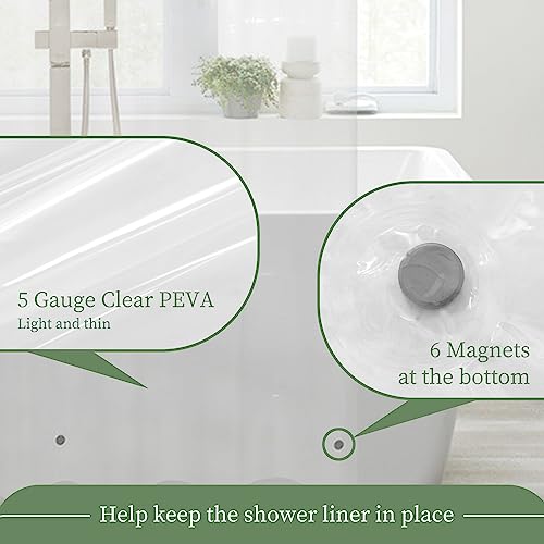 71x72 Shower Curtain Liner Clear | 6 Bottom Magnets,12 Rustproof Grommets,Water Proof Heavy Duty PEVA,71W x 72H for Bathroom - color: Clear, size: 72"W x 72"L (Pack of 1)