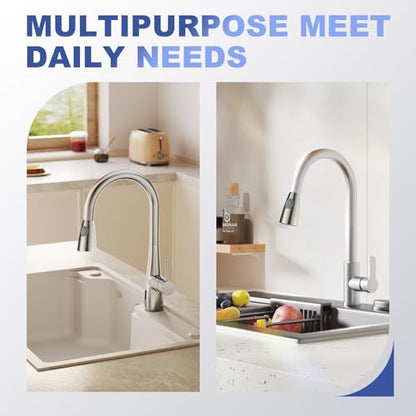 Pull Down Kitchen Faucet Sprayer Head Replacement, G1/2 (13/16" Male Thread) Pull Out Sink Spray Nozzle, 2-Mode Stream & Spray Tap Hose Spout Only, Brushed Nickel - color: Dual Switch Spray Head - Brushed Nickel