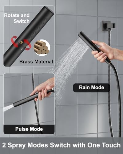 Aolemi Shower System with Rain Head and Handheld,8-Inch,Bronze | High-Pressure Shower Faucet Set with Dual-Function Handheld,Rough-In Valve,1.8 GPM,Wall-Mount Trim Kit - color: Bronze, size: 8 Inch