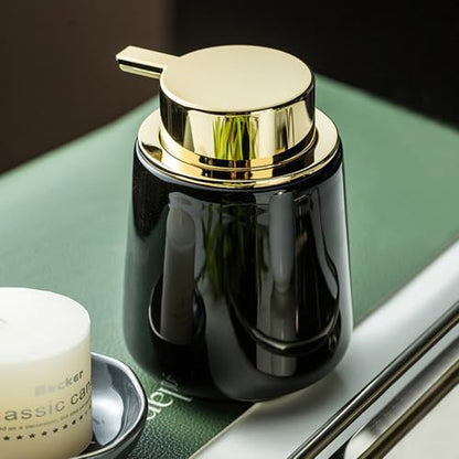 Modern Foam Soap Dispenser for Bathroom, Chic Ceramic Bottle(Black) | Gold Soap Dispenser Pump - color: Black