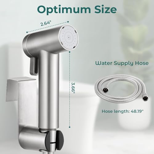 Handheld Bidet Sprayer for Toilet, Adjustable Water Pressure Control Rotary Switch with Bidet Hose, Exclusive Single Nozzle High Pressure Mode for Cleaning Stubborn Stains, Brushed Nickel - color: Brushed Nickel