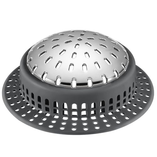 Aluvor Bathtub Drain Hair Catcher Shower Drain Cover Sink Drain Protector | Bathroom Sink & Bathtub Drain Strainer for Pop-Up & Regular Drains, dark gray - size: Large-Dark Gray
