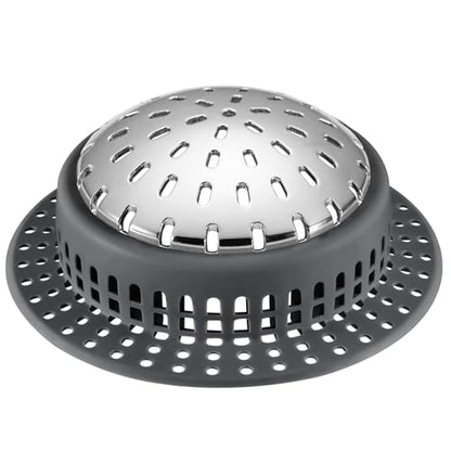 Aluvor Bathtub Drain Hair Catcher Shower Drain Cover Sink Drain Protector | Bathroom Sink & Bathtub Drain Strainer for Pop-Up & Regular Drains, dark gray - size: Large-Dark Gray