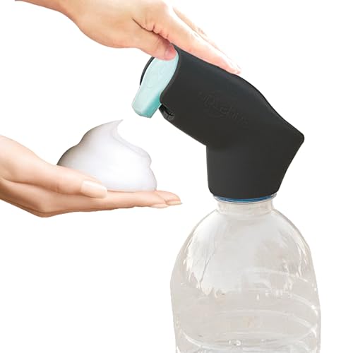 Refillable Caps, 2 Pack - Universal Fit Turns Most Disposable Water Bottles Into A Hand Washing Station - Includes Refillable Soap Reservoir - Conveniently Sized to Take on The Go - color: Black