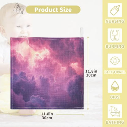 YETTASBIN Galaxy Muslin Baby Hand Washcloths, Soft Cotton Bath Face Towel, 4 Layers Extra Absorbent Feeding Burp Cloth for Newborn Infant, 5 Pack - size: 12 Inch x 5 Pack
