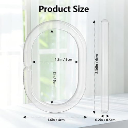 Resze 24 PCS Shower Curtain Hooks, Plastic Clear Shower Curtain Rings | Shower Hooks, BPA Free, Rust Proof Anti-Drop Shower Rings, Glide Smoothly Curtain Hooks for Bathroom Shower Rods Curtains - color: Clear, size: 24PC