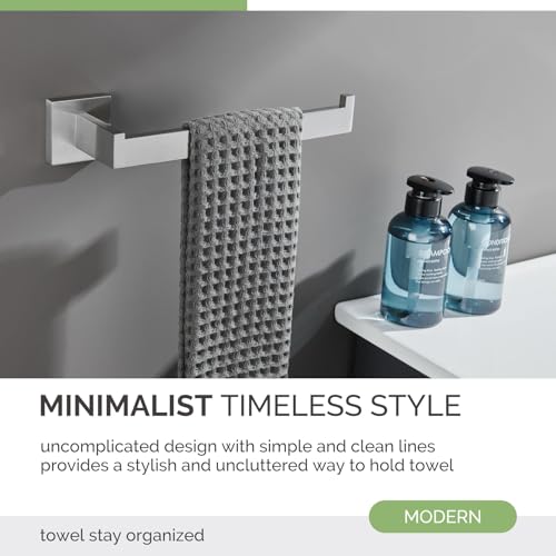 Angle Simple Brushed Nickel Hand Towel Holder, 10.24-in Bathroom Towel Bar | Sturdy SUS304 Stainless Steel, Square Hanger with Open Arm, Space Saving Home Decor, Screws Mounted - color: Brushed Nickel