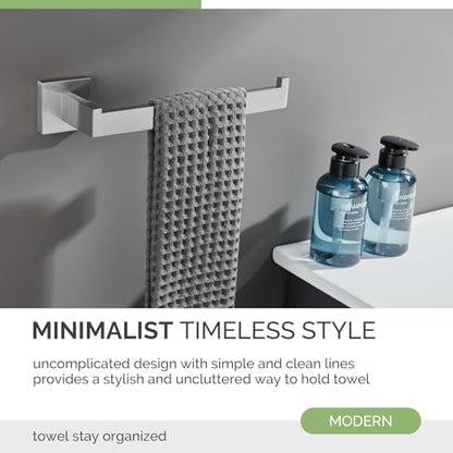 Angle Simple Brushed Nickel Hand Towel Holder, 10.24-in Bathroom Towel Bar | Sturdy SUS304 Stainless Steel, Square Hanger with Open Arm, Space Saving Home Decor, Screws Mounted - color: Brushed Nickel