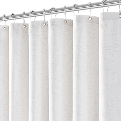 Linen Shower Curtain with 12 Hooks Modern Heavy Duty Washable Fabric Curtain Set Waterproof Thick Cloth Shower Curtains for Bathroom Bathtub Washable, 72x96,Linen White - color: Linen White, size: 72"W x 96"L (Pack of 1)