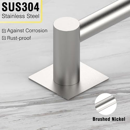 Towel Bar, Self-Adhesive Towel Racks for Bathroom, Brushed Nickel | Adjustable 13 to 23.6 Inch Stick on Towel Rod, 304 Stainless Steel Towel Holder, Rustproof, Square Base, No Drill, Modern - color: Brushed Nickel, size: Self-Adhesive