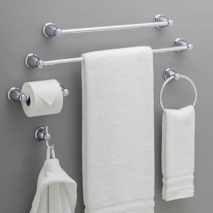 Franklin Brass 5-Piece Polished Chrome Bathroom Set (2) Towel Racks, Ring, Toilet Paper Holder, Hook | Kinla Bath Accessories - color: Polished Chrome, style: 5-Piece Bath Accessory Set
