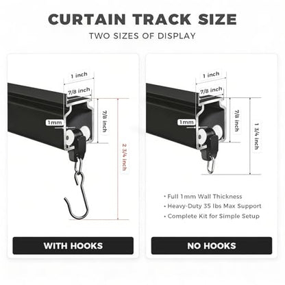 ChadMade Aluminum Ceiling Curtain Track Set with Hooks, 9ft - 12ft Adjustable Length Ceiling/Wall Mount Curtain Rail System For Grommet/Pleated Drape, RV Ceiling Track, Black - color: Black, size: 9ft-12ft