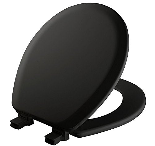 Mayfair Cameron Black Toilet Seat, Non Slip Heavy Duty Wood, Easy Clean, Made in USA, Round - color: Black, size: Round
