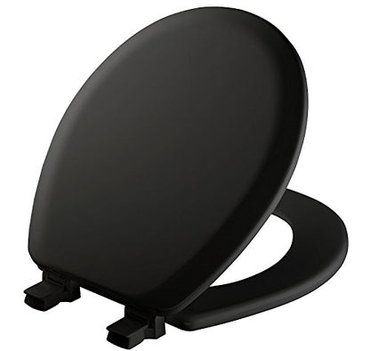 Mayfair Cameron Black Toilet Seat, Non Slip Heavy Duty Wood, Easy Clean, Made in USA, Round - color: Black, size: Round
