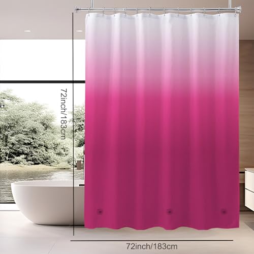 TIKABC Shower Curtain Liner, 4G PEVA Shower Liner, Plastic Waterproof Shower Curtains, with Grommet Holes and 3 Magnetic Weights(Gradient Red) - color: Gradient Red