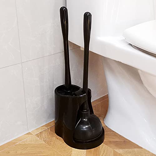 Casaphoria Toilet Plunger and Bowl Brush Combo for Bathroom Cleaning,Bathroom Accessories, Dark Black - style: Long_handle
