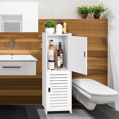 YARUKIMA Bathroom Floor Storage Cabinet,White