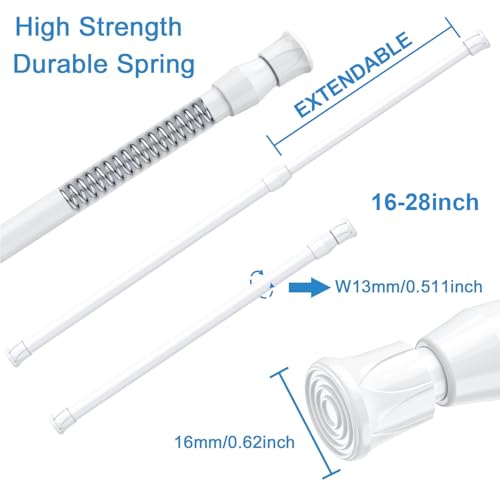 Spring Tension Curtain Rods Short Tension Rod (White,17" to 28"-3Pcs) - color: White, size: 17" to 28"-3Pcs