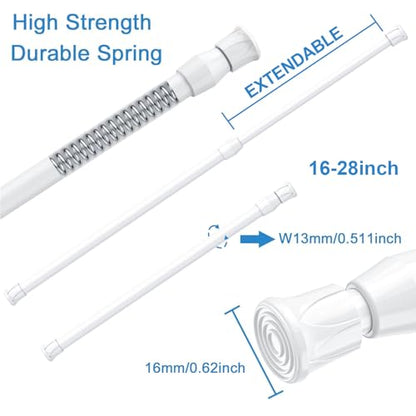Spring Tension Curtain Rods Short Tension Rod (White,17" to 28"-3Pcs) - color: White, size: 17" to 28"-3Pcs