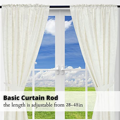 Yafa Home Fashion Heavy Duty Single Standard Adjustable Curtain Rod Hardware Included (Black, 28"-48") - color: Black, size: 28"-48"