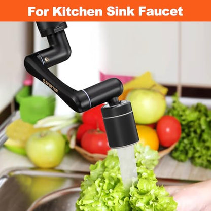 Spurtar 1440° Swivel Bathroom Faucet Extender | Fits G1/2" 55/64" 15/16" Threads | NOT fit for Delta, Moen, Kohler | 2-Spray Mode Faucet Aerator | Black (HHW0001BK) - color: 1PCS Black