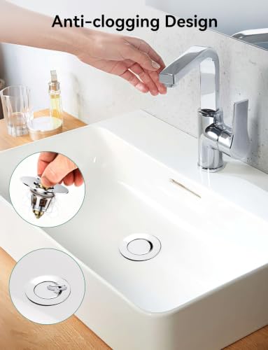 Bullet Core Bathroom Sink Stopper, 1 Pack Universal Pop-Up Drain Plug Fits 1.1–1.5 Inch US Standard Sinks