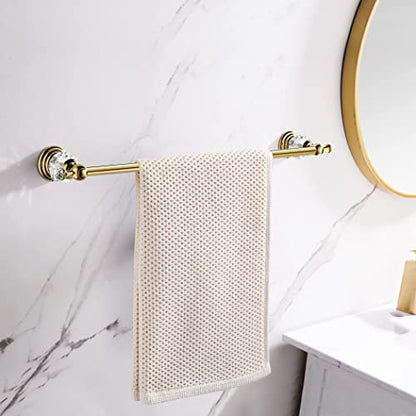 WINCASE Gold Towel Bar, Adjustable Crystal Towel Holder, Golden Finished Bathroom Single Towel Racks Rail Wall Mounted - color: Gold a Towel Bar