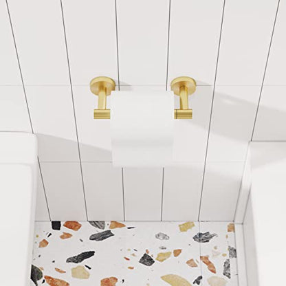 RARXTR Gold Toilet Paper Holder SUS304 Stainless Steel Double Post Pivoting Toilet Paper Roll Holder Wall Mounted Toilet Tissue Holder for Commercial Bathroom RV Brushed Brass Finish - color: Brushed Gold, size: Wall Mount