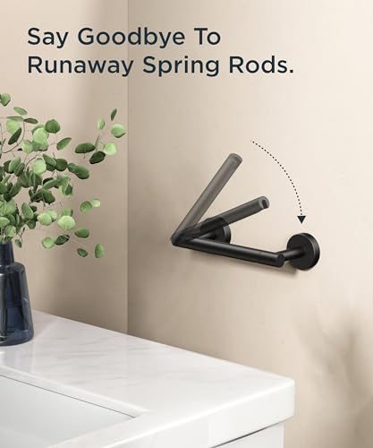 FORIOUS Commercial Toilet Paper Holder Wall Mount Bathroom Tissue Holder | Matte Black | SUS304 Stainless Steel Rustproof | Double Post Pivoting Toilet Paper Roll Holder | Screw-In | Round Base - color: Matte Black