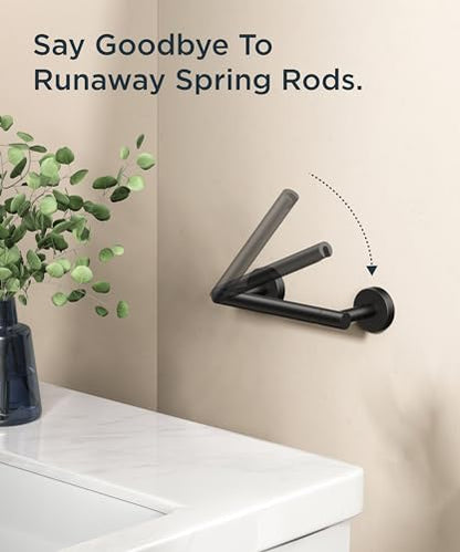 FORIOUS Commercial Toilet Paper Holder Wall Mount Bathroom Tissue Holder | Matte Black | SUS304 Stainless Steel Rustproof | Double Post Pivoting Toilet Paper Roll Holder | Screw-In | Round Base - color: Matte Black
