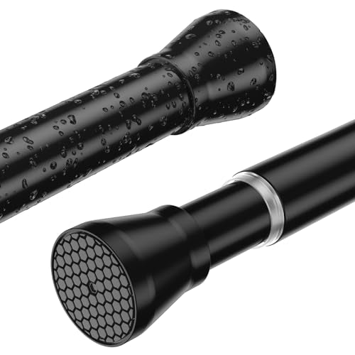 Shower Curtain Rod 2 Pack Adjustable Curtain Rods 30-64 Inch Black | Shower Curtain Rods no Drilling Expandable Tension Spring Rod for Bathroom Closet Doorway Door - color: Black., size: 30" to 64"-2Pcs