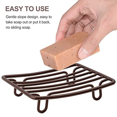 Bar Soap Dish Holder for Shower Bathroom Stainless Steel Rust Proof Self Draining, Bronze-2 Pack - color: Bronze-rectangular 2p