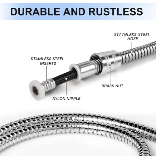 Durable Flexible Shower Hose 1.5M/3M Extra Long Stainless Steel Extension Plumbing Pipe Bathroom Accesso,Silvery,1.75m - size: 1.75m