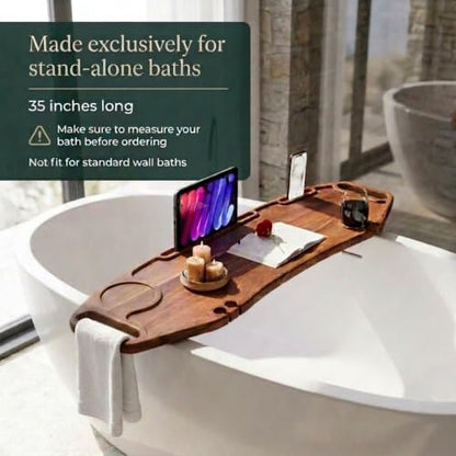 Lush & Style Premium Bathtub Tray Large 35x10 Inch, Acacia Wood Luxury, Waterproof, Non-Toxic, Adjustable Legs, No Tools Required,Caddy Tray,New Home Essenials Make sure to measure before 35 Inch Long