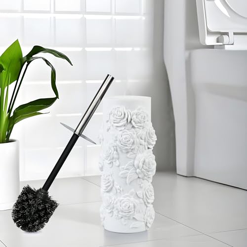 Toilet Brush and Holder Set for Bathroom, Stylish and Durable Cleaning Tool with Modern Design, Compact for Efficient Cleaning - style: Floral