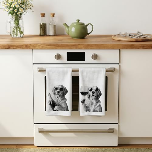 Funny Golden Retriever Wine Kitchen Dish Towels Set of 2-Gifts for Golden Retriever and Wine Lovers, Dog Mom Dad Lovers Gifts Hand Tea Towels for Home Bar Kitchen, 16x24 Inches-038 - color: Wcolor 003