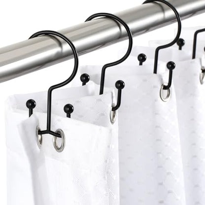 CHICTIE Black Shower Curtain Hooks, Double Shower Curtain Rings, Stainless Steel Shower Curtain Hooks Rings Rust Proof, Anti-Drop Shower Hooks Hangers for Shower Curtain Rods Bathroom (12 Pack) - color: Black