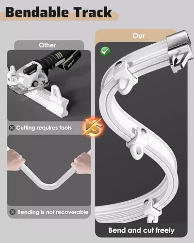 Curtain Track Bendable Tracks for Curtains 1m 2m 3.0m 4m 5m 16 Ft 16.4ft, White PVC Bay Window Curtain Rail and Fittings, Curved Rooms Divider Shower Curtain Rod(Wall Mount,5m/197in/16.4ft) - color: Wall Mount, size: 5m/197in/16.4ft